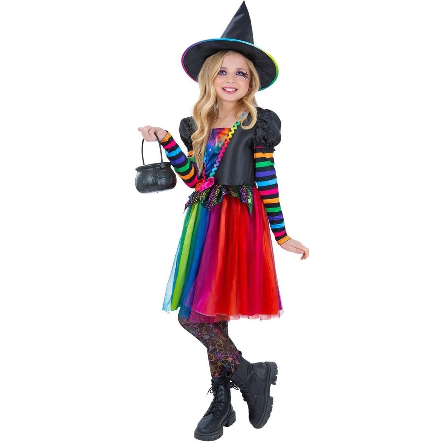 Smiffys Rainbow Witch Costume - Multicoloured / 10-12 Years