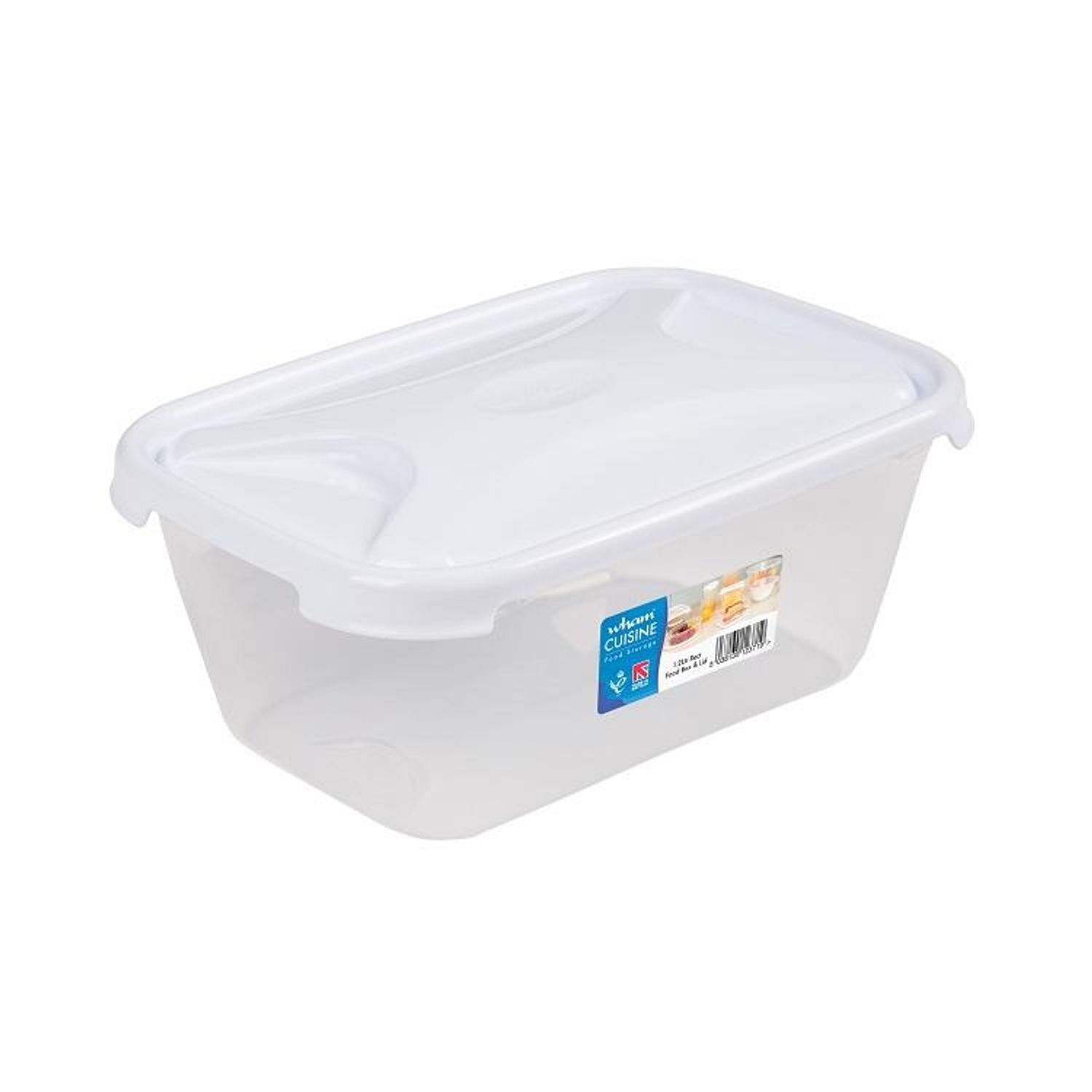 Wham Cuisine Rectangular Food Storage Box White Lid 1.2L - One Colour