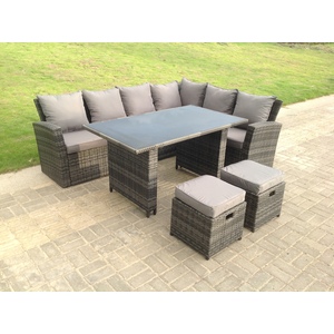 High Back Rattan Corner Sofa Dining Set 8 Seater