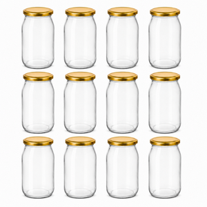 Set of 12 Glass Preserve Jars With Lids