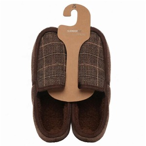 Mens Brown Checked Full Slippers