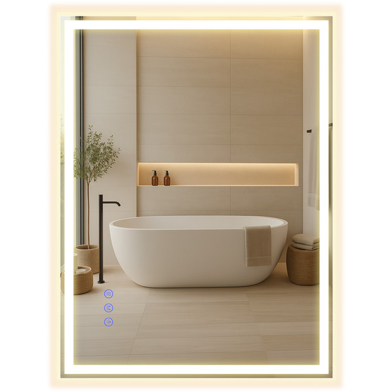SONGMICS LED Bathroom Mirror Anti Fog Dimmable Light