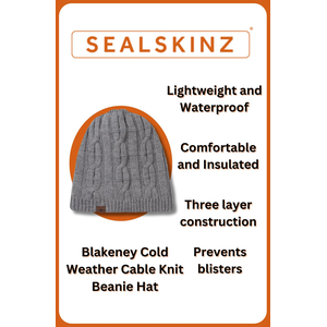 Mens Waterproof Cold Weather Cable Knit Beanie Hat