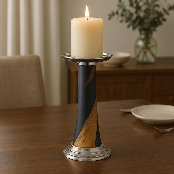 Alma Blue And Gold Candle Holder
