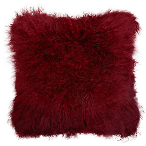 Bosie Real Mongolian Fur Maroon Square Cushion