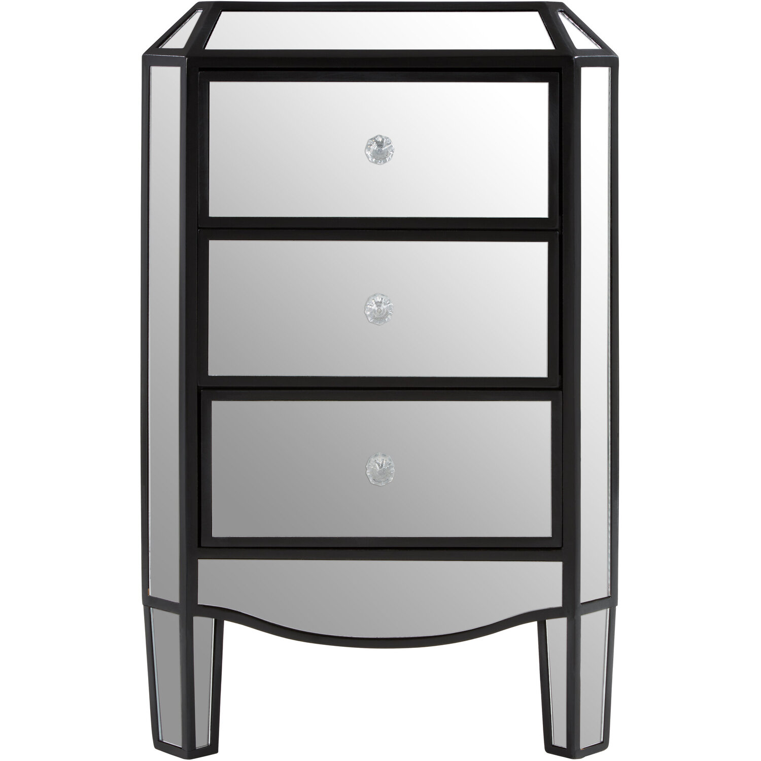 Interiors By Premier Tiffany 3 Drawer Mirrored Chest - Silver