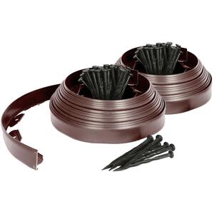 Flexible Plastic Lawn & Path Edging - 20m x 4cm - Brown