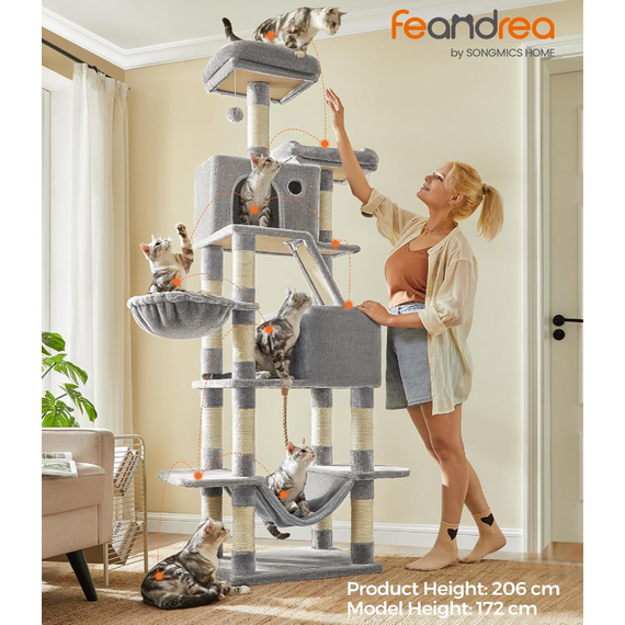 Feandrea Tall Multi Cat Tree with 13 Scratching Posts