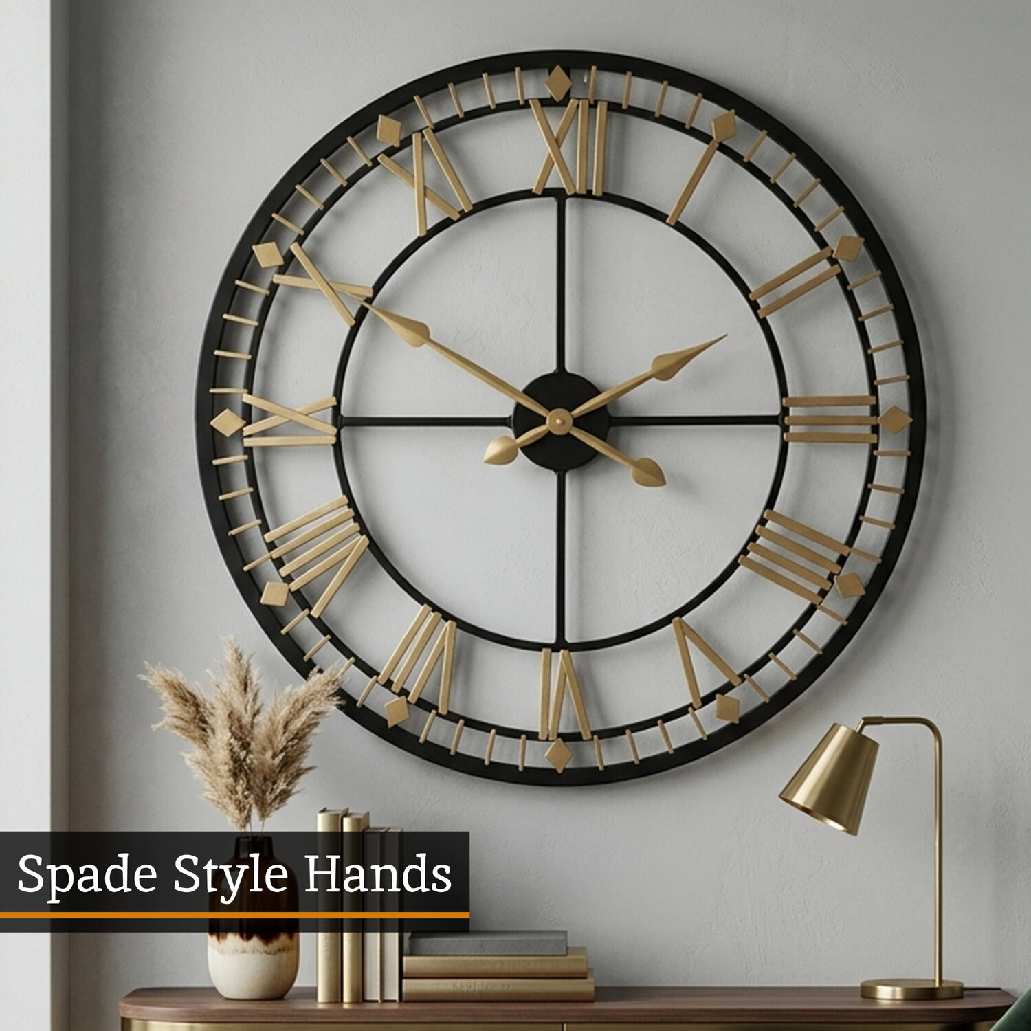 Interiors By Premier Vitus 80Cm Dia Black And Gold Metal Wall Clock - Black