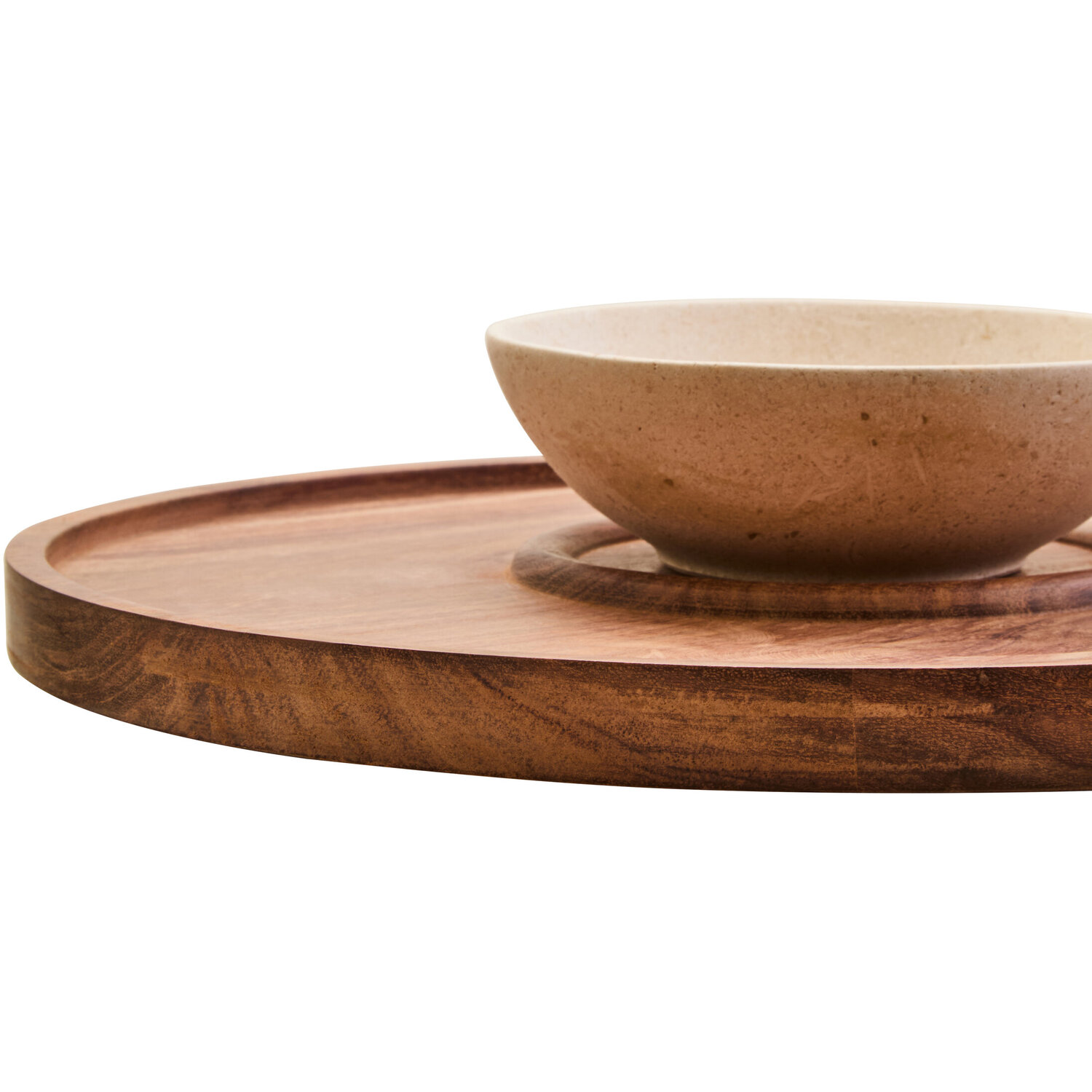 Maison By Premier Kora Acacia Wood And Cream Marble Chip And Dip Platter - Brown