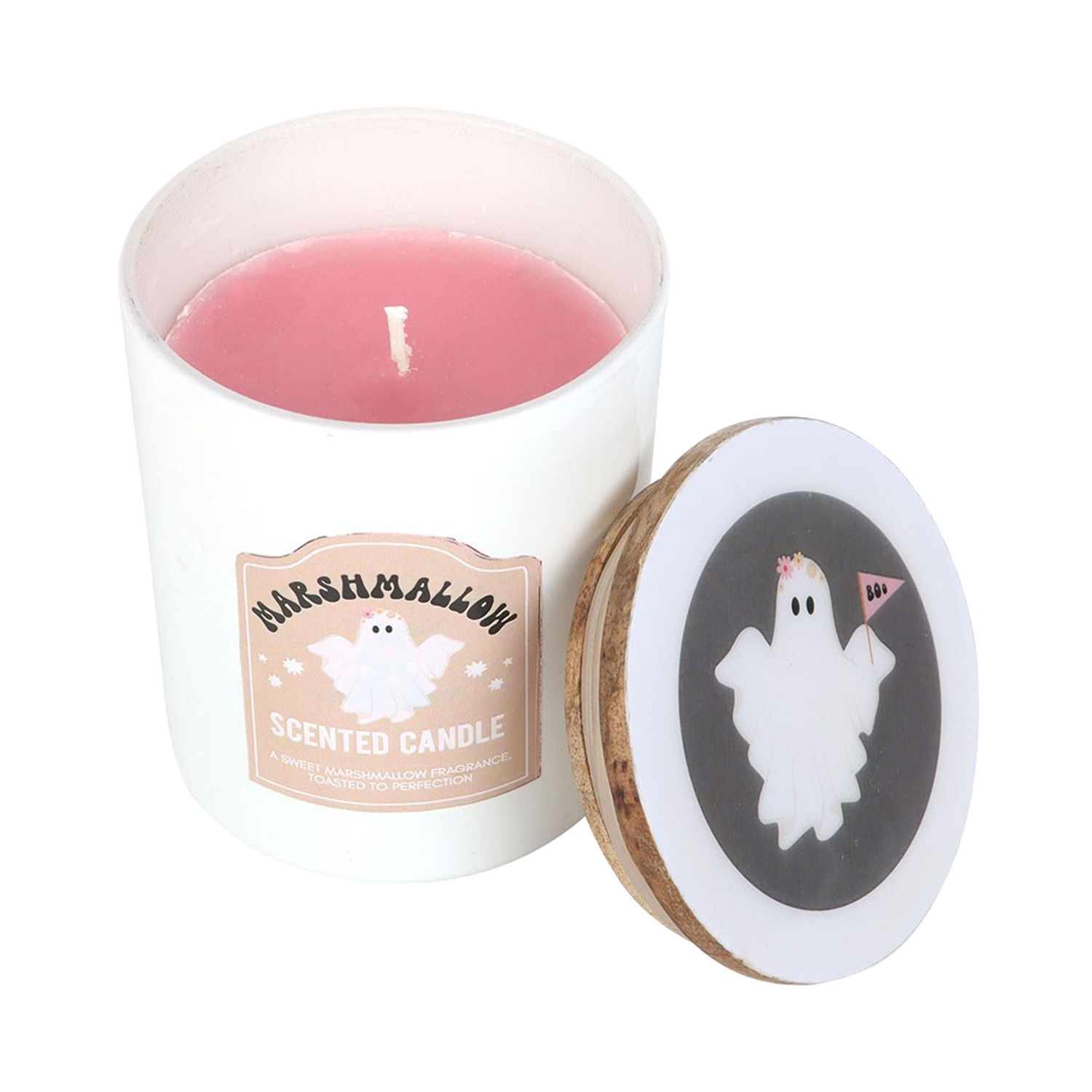 Something Different Ghost Toasted Marshmallow Scented Candle - Pink/White