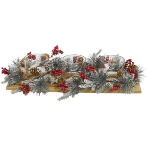 Berry and Fir Triple Candleholder