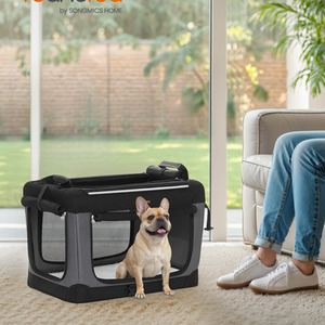 FEANDREA  Collapsible Dog Crate,Oxford Fabric Pet Carrier with Mesh Doors