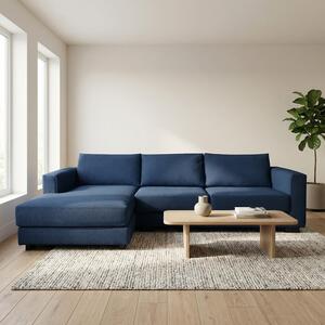 Kaizer Corner Sofa with Bubble Fabric Left Facing Dark Blue