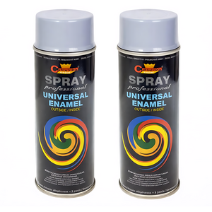 2 x 400 mL White Aluminium (RAL 9006) Universal Gloss Enamel Spray Paint, Fast Drying