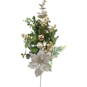 Gold Poinsettia Bauble Spray