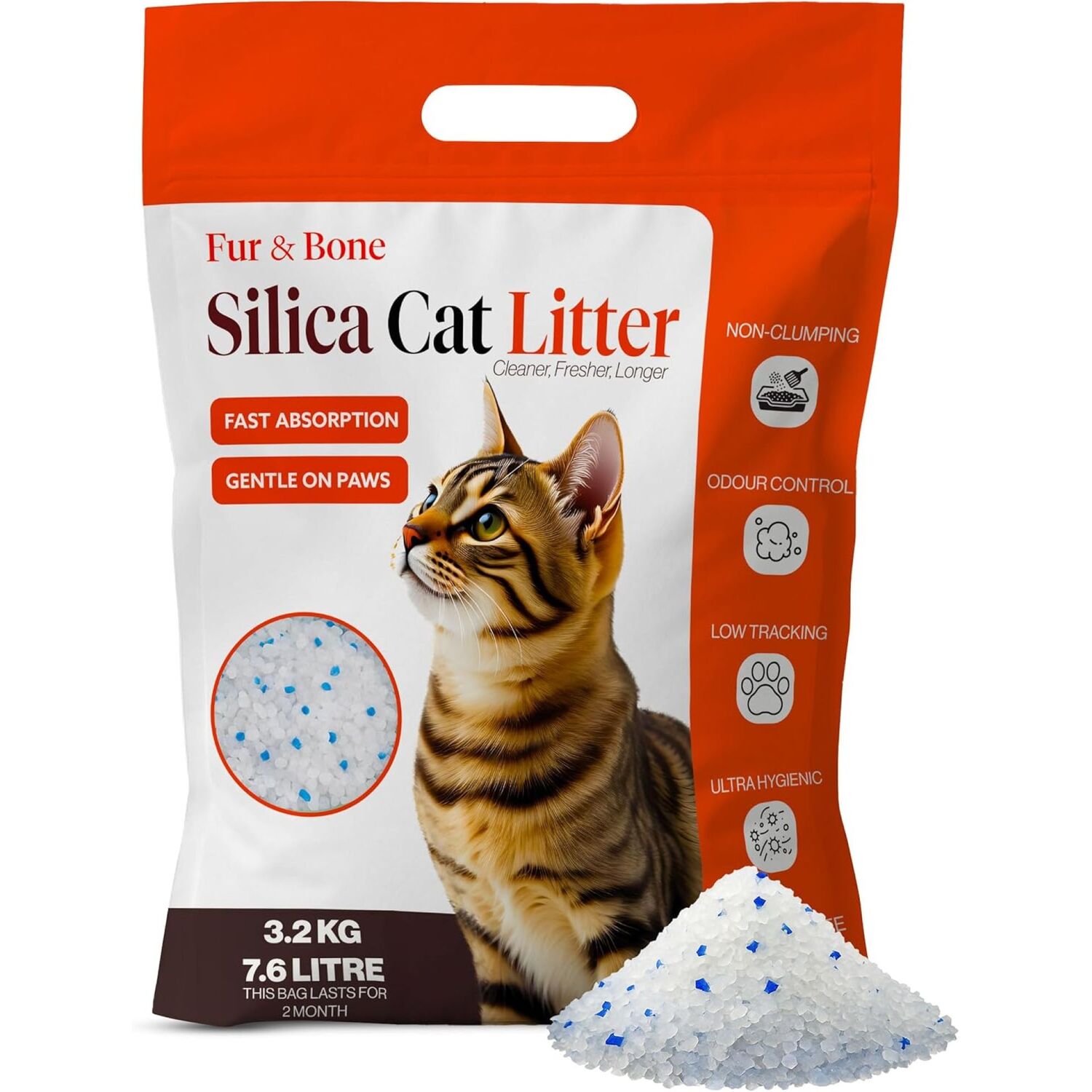 Fur & Bone Low Dust Silica Cat Litter Crystals - Blue