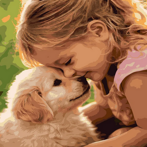 Cute Little Girl and Retriever Pup DIY Paint by Numbers Kit
