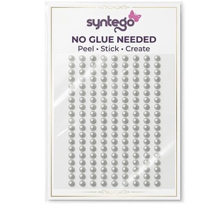 Pack of 200 Silver Self Adhesive Round Pearl Beads Flat Back