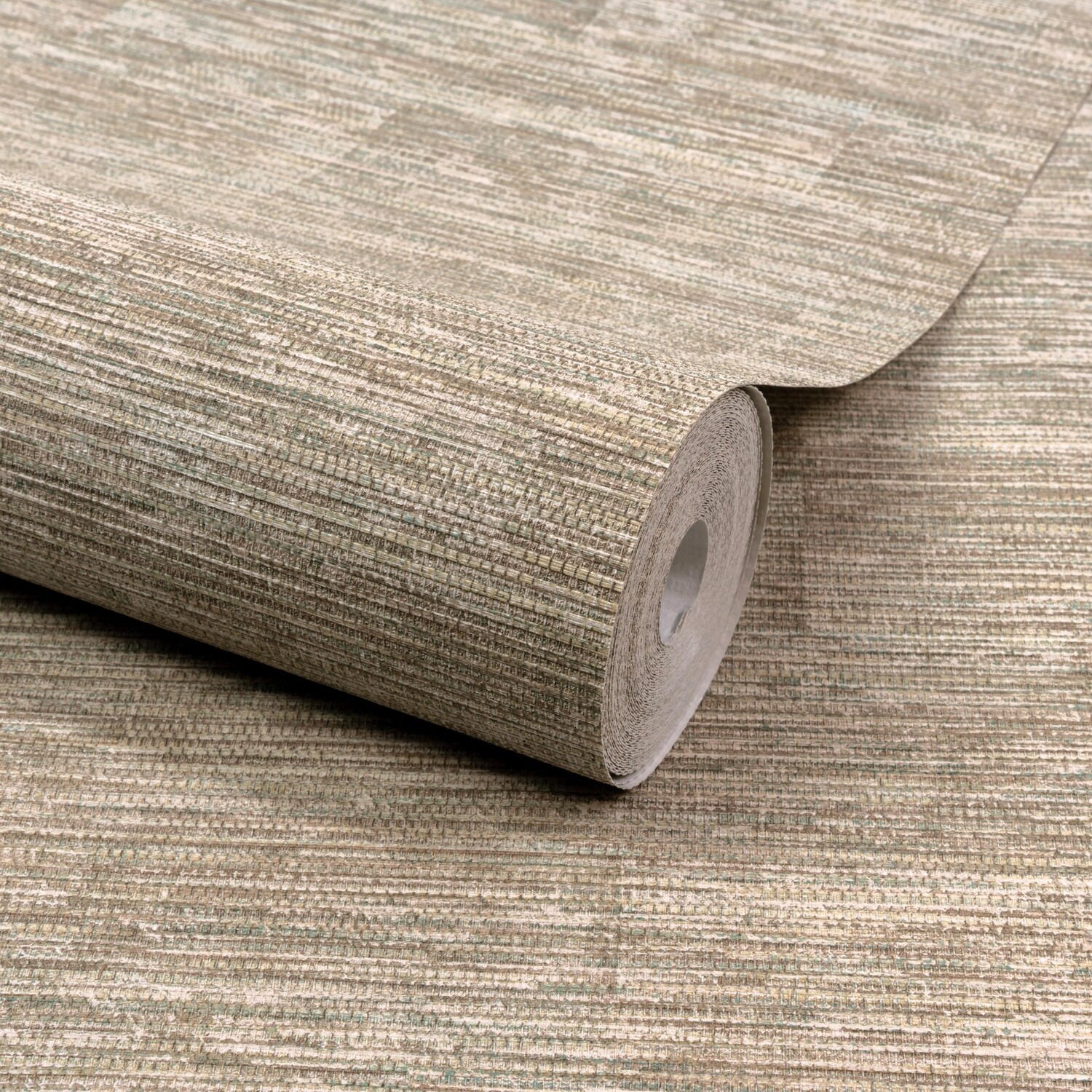 Grandeco Boutique Johor Fabric Stripe Embossed Wallpaper - Neutral