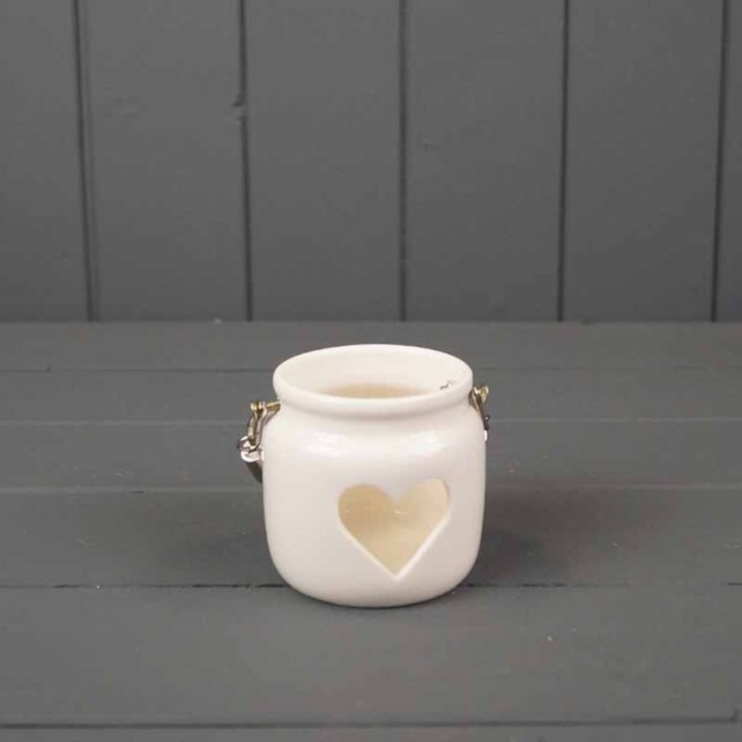 Kdmd White Porcelain Heart Cutout Tealight Holder - White