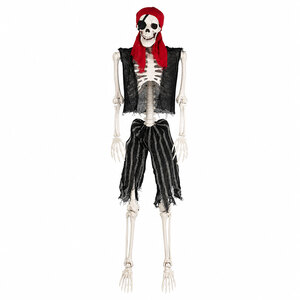 Halloween Skeleton Life Size Pirate Decor 166cm PE Plastic White