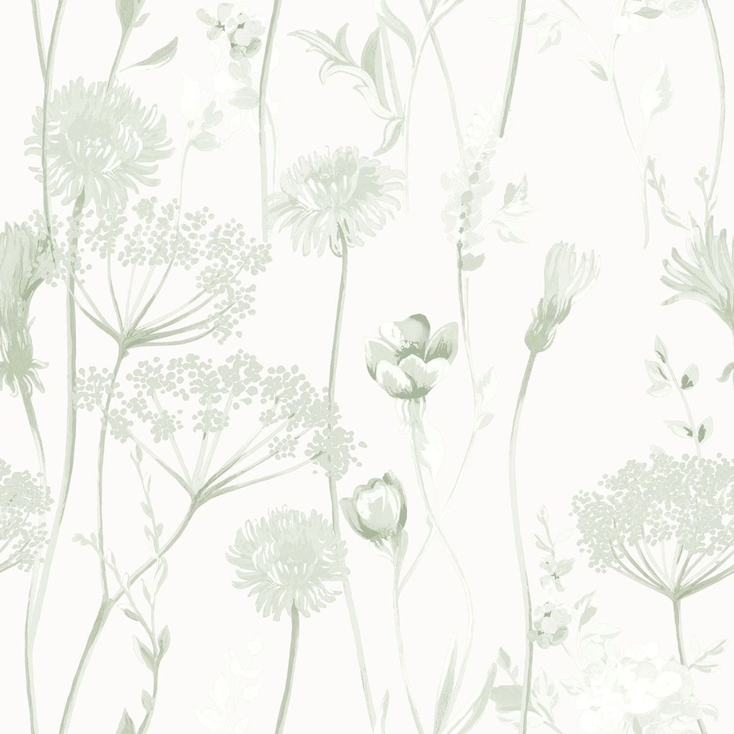 Muriva Catherine Lansfield Meadowsweet Floral Wallpaper - Sage Green