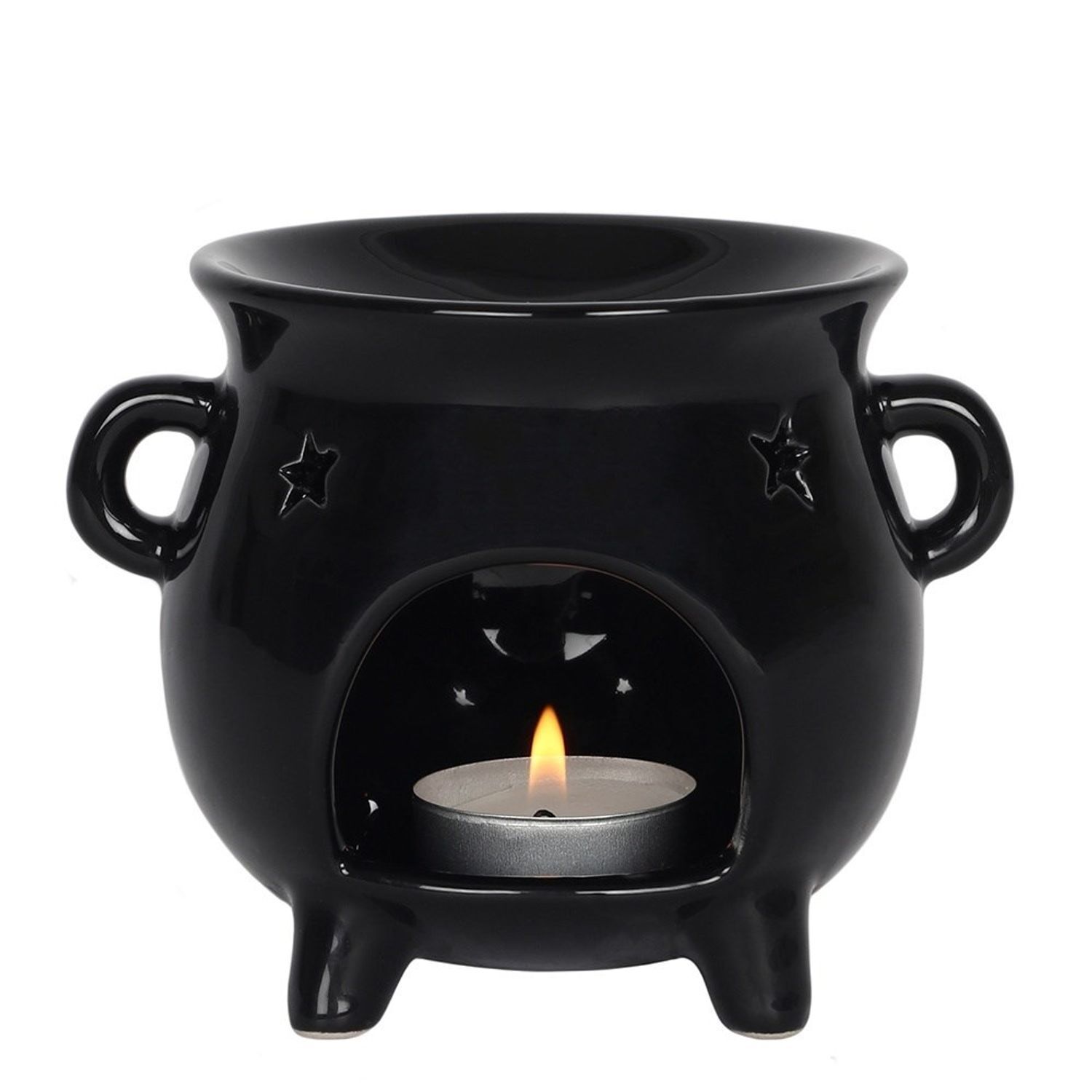 Something Different Shiny Black Cauldron Oil Burner - Image 3