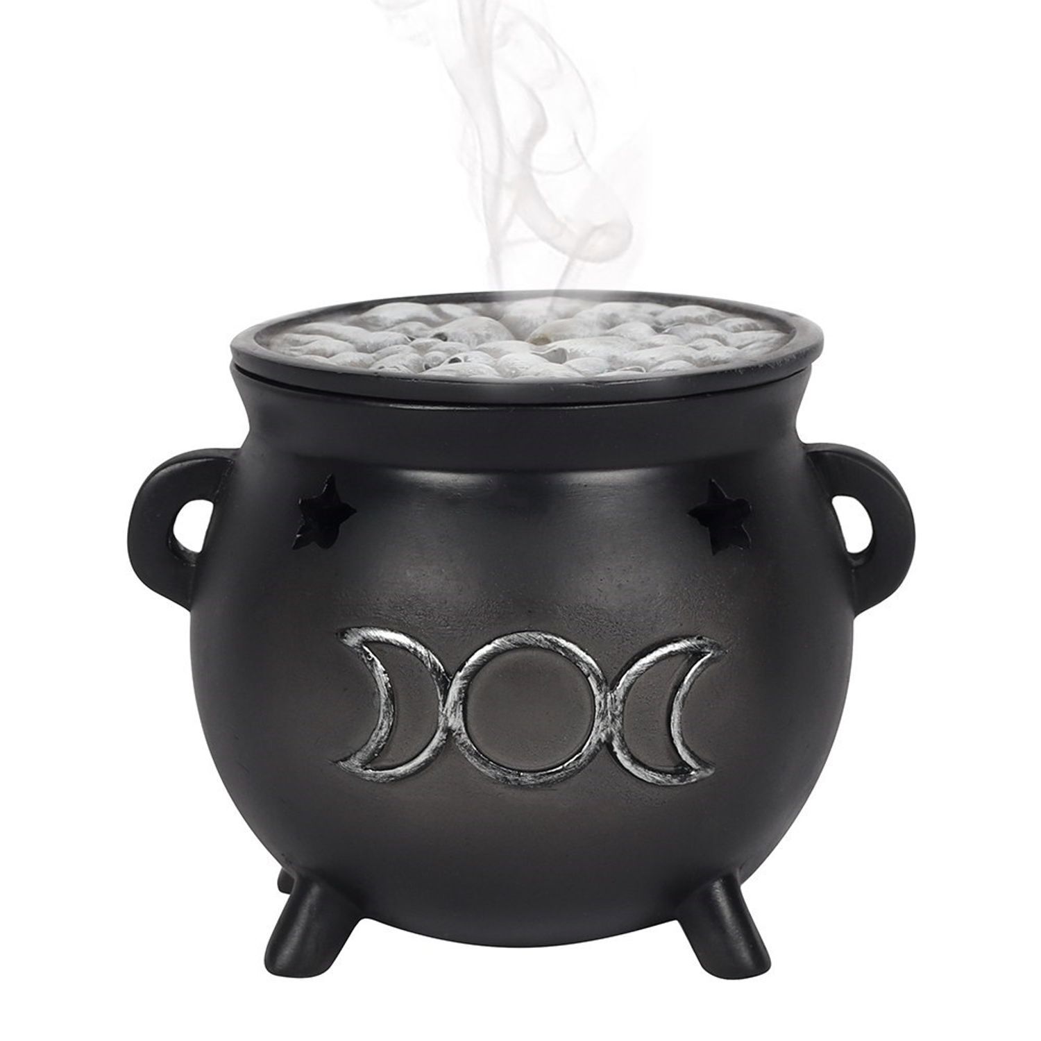 Something Different Triple Moon Cauldron Backflow Incense Burner - Black