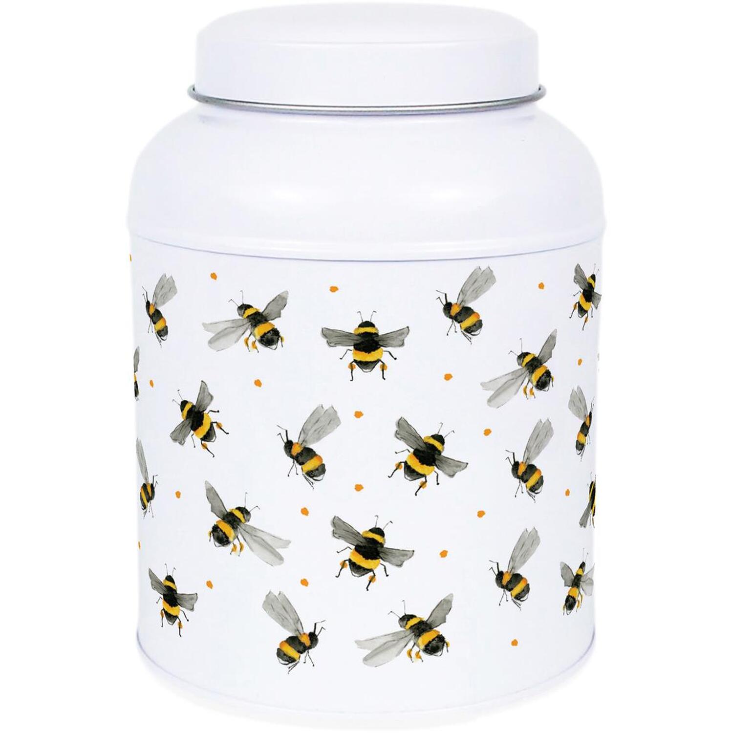 Purely Home Scattered Bees Decaf Canister - Small Dome Lid Kitchen Storage Tin - No Text