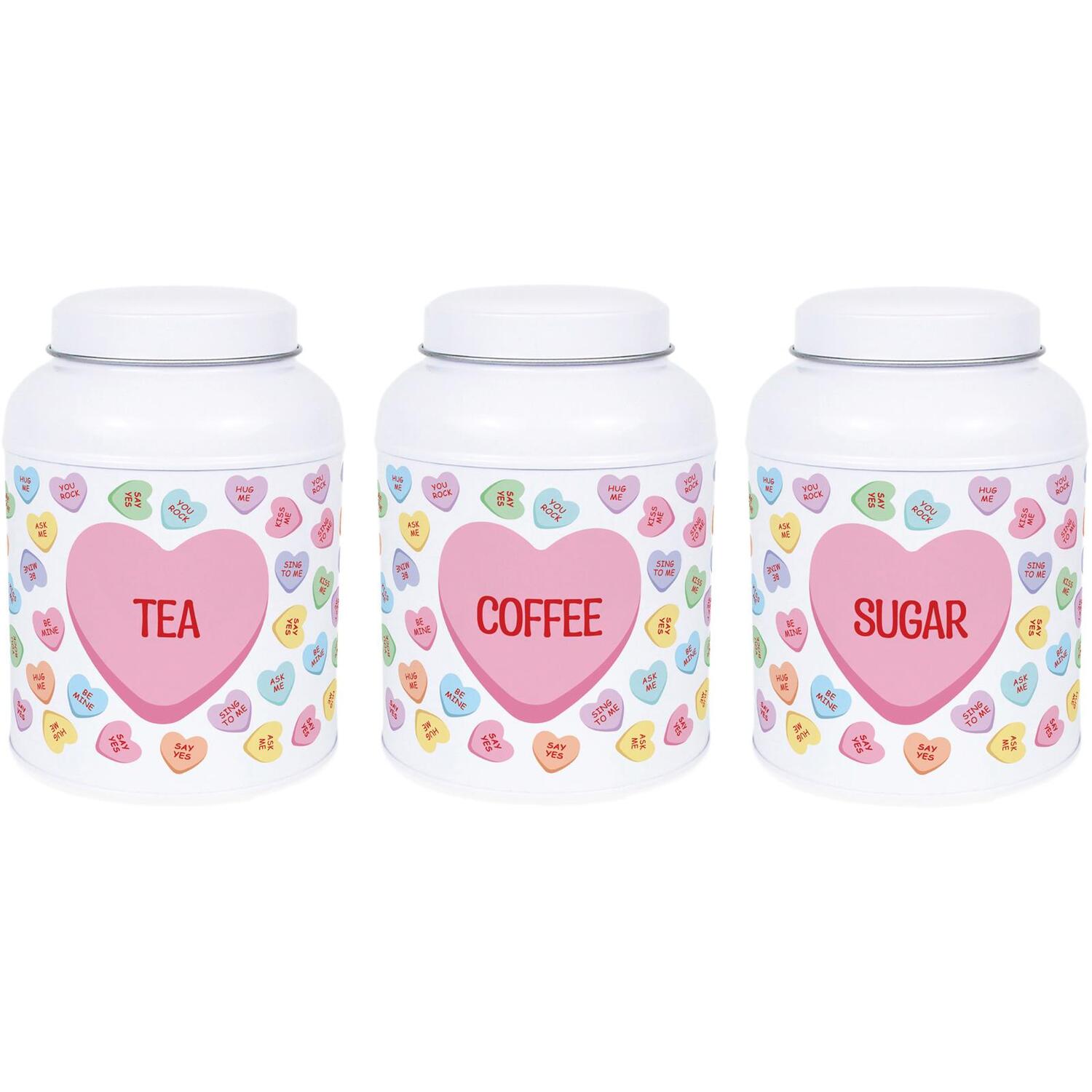Purely Home Heart Candy Hot Chocolate Canister - Small Domed Lid Kitchen Storage Tin - Tea, Coffee & S