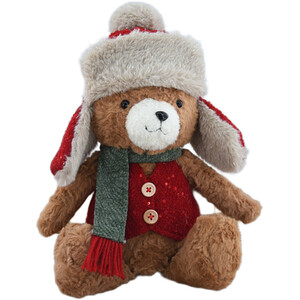 Cosy Sitting Christmas Bear Decoration