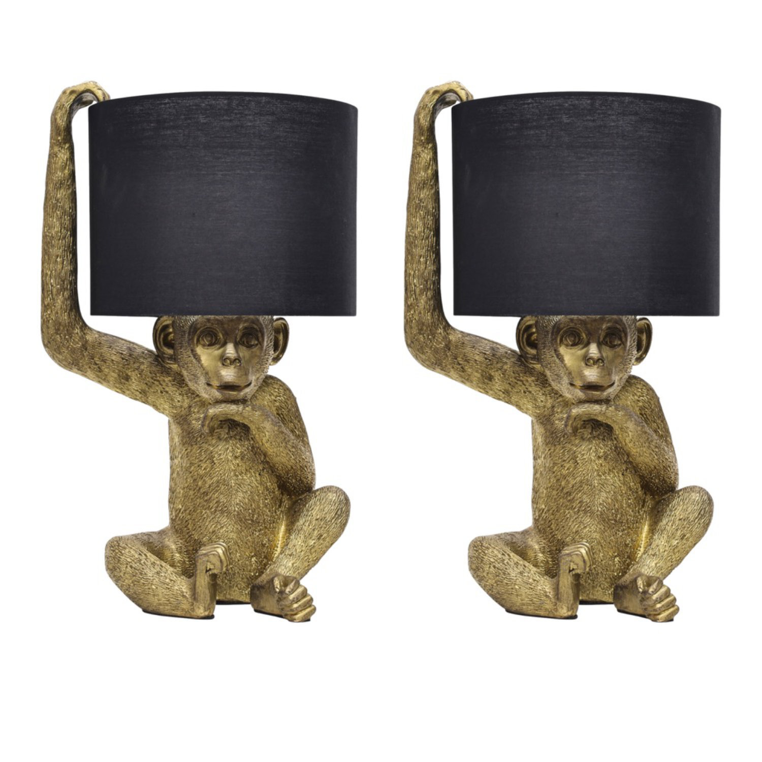First Choice Lighting Unisex Gold Set Of Norman - Black & Monkey Table Lamp Size 2 - Image 2