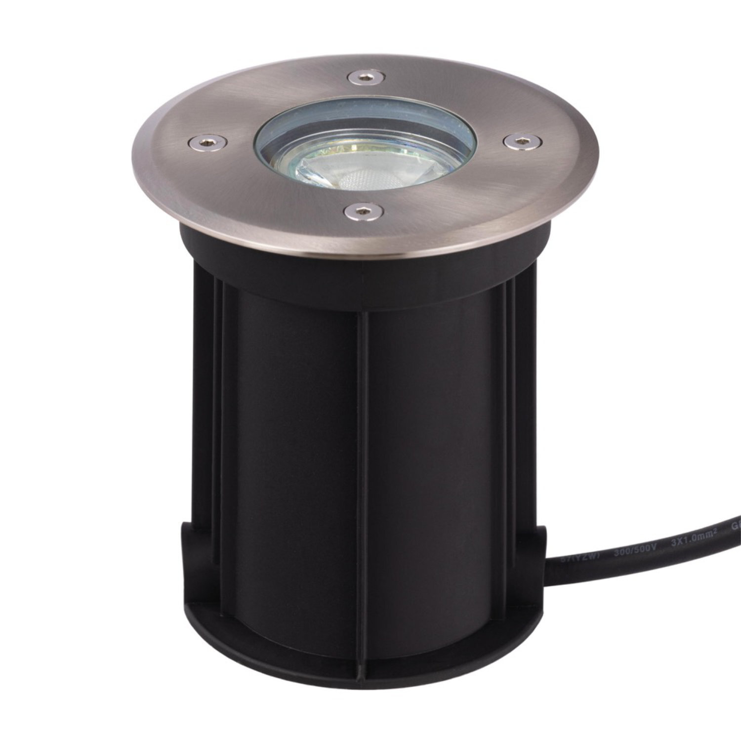First Choice Lighting Lipa Outdoor Ground Light - Stainless Steel & Clear
