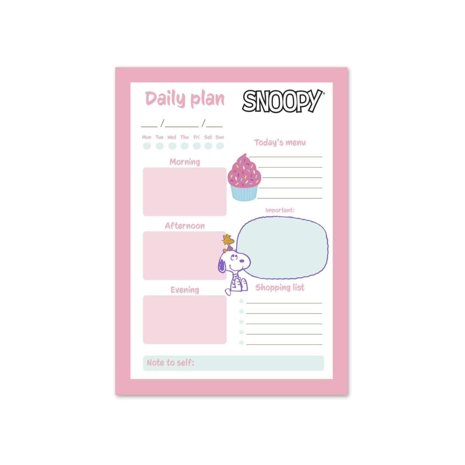 Rackhams Pink Snoopy Daily A5 Note Pad Planner - Notepad - A5 - Image 4