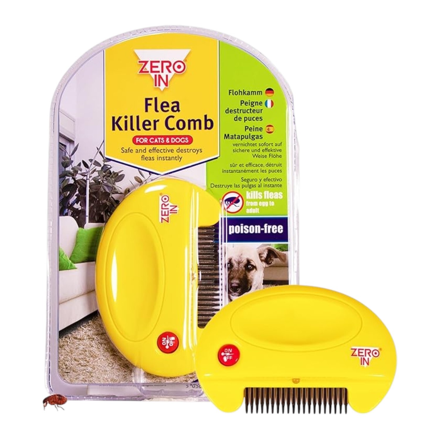 Zero-In Flea Killer Comb - Yellow