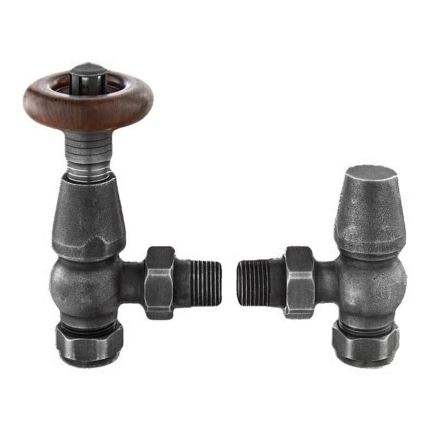 Lux Heat Angled Pewter Traditional Thermostatic Radiator Valve (TRV) Set - Image 2