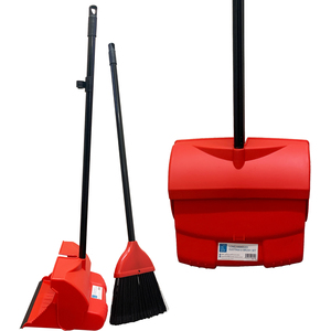 Long Handled Dustpan and Brush Set - Red
