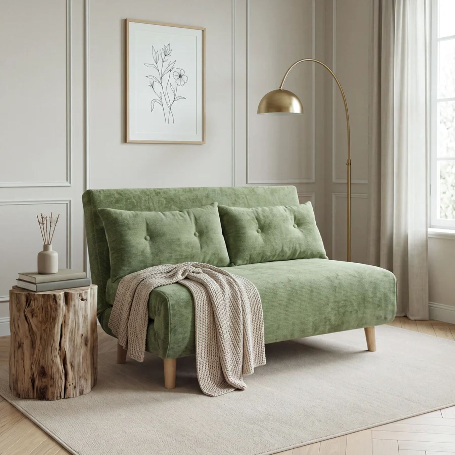 Home Garden Direct Unisex Green Aurora Double Sofa Bed In Premium Fabric 2 Seater In Small - Image 2