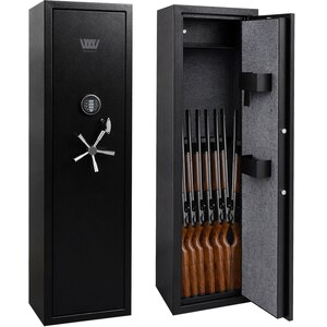 WestWood 8 Gun Cabinet Vertical Rifle Gun Safe Steel, Digital Lock Floor Wall Mounting