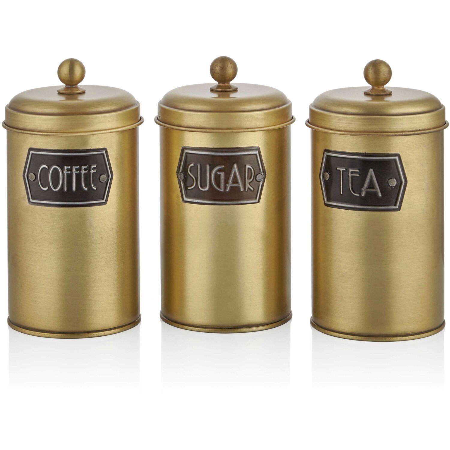 Rackhams Gold Coffee, Tea, And Sugar Canister Set - 22 Cm (H) - Image 2