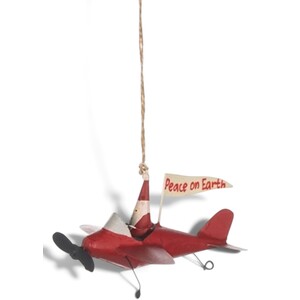 Santa Claus in Aeroplane Peace on Earth Christmas Decoration