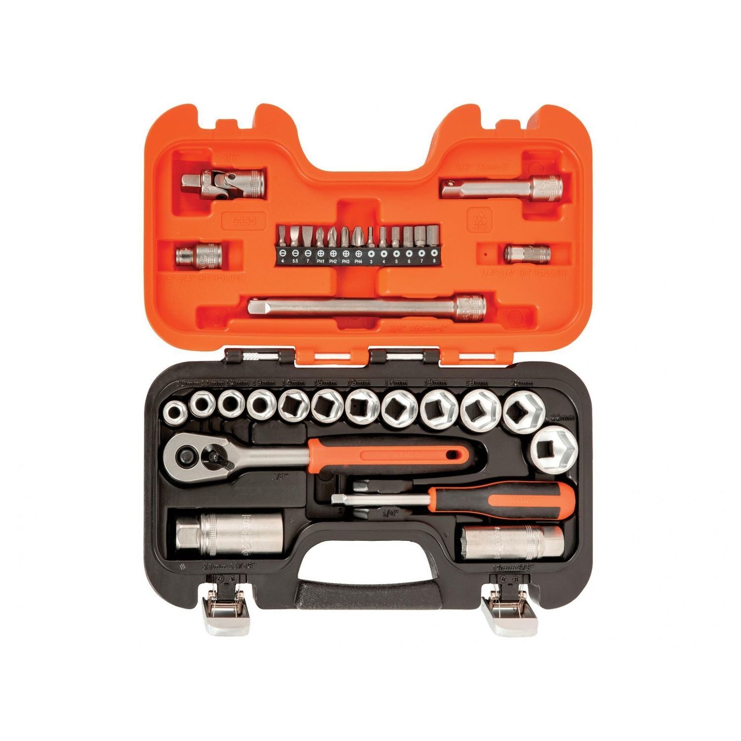 Bahco S330 3/8In Drive Socket Set, 34 Piece - Multi Colour