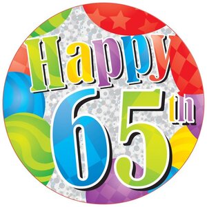 Age 65 Unisex Jumbo Badge Multi Pack of 12