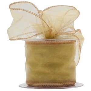 Gold Wired Chiffon Ribbon 2 Pack Gold