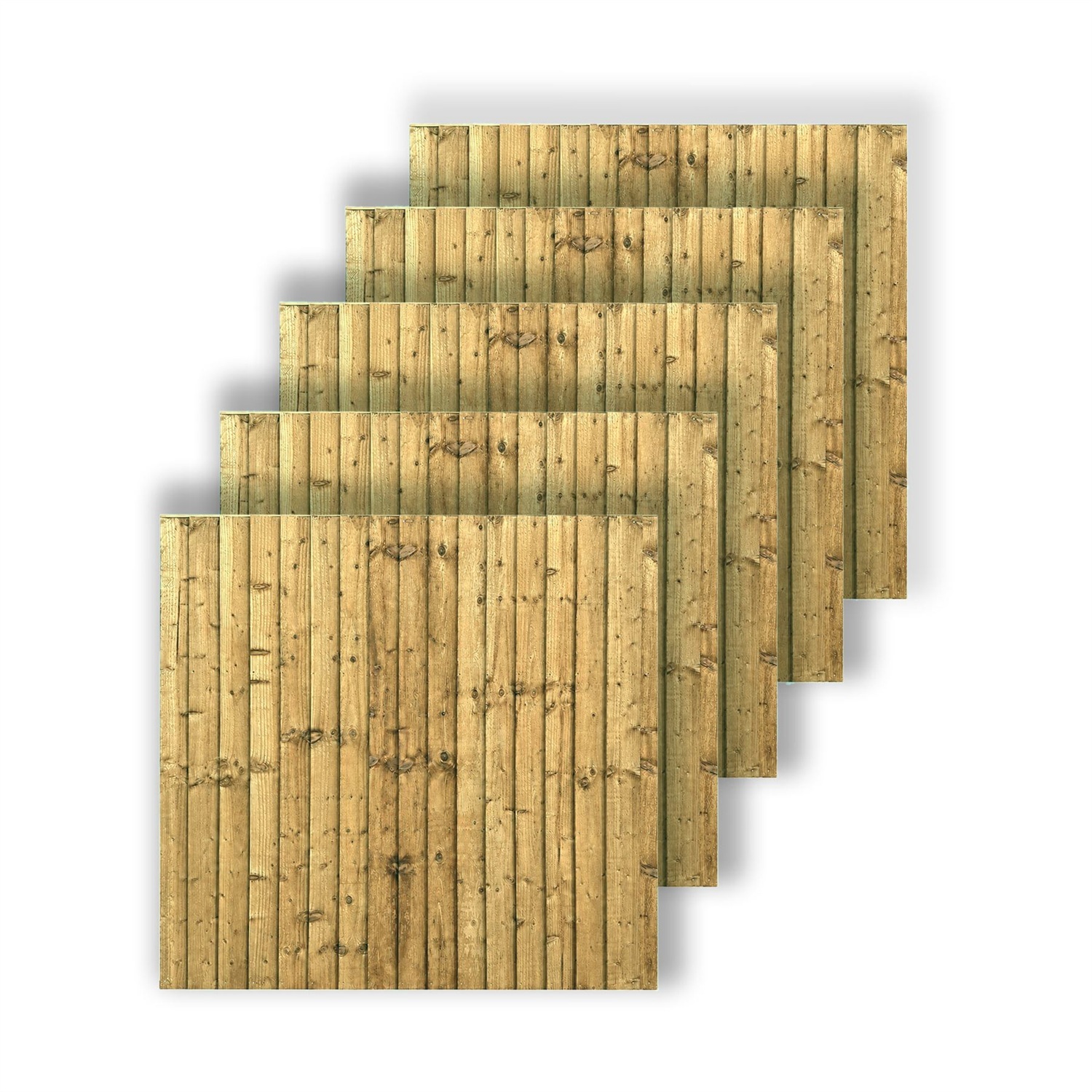 Snowdon Timber Treated Feather Edge Fence Panel (W) 1828Mm (H) 1800Mm - Pack Of 5 - Natural
