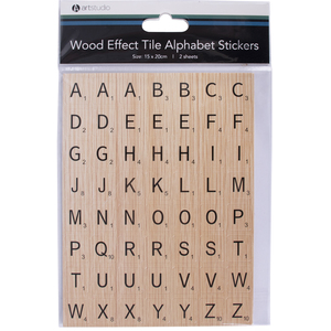 Pack of 2 Wood Effect Tile Alphabet Stickers
