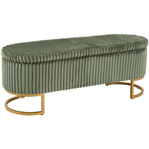 Upholstered Storage Bench - Green
