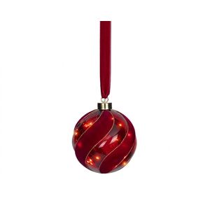 Red Micro LED Ball Light Hanging Light Up Battery Bauble 10cm 15 LEDs Warm White