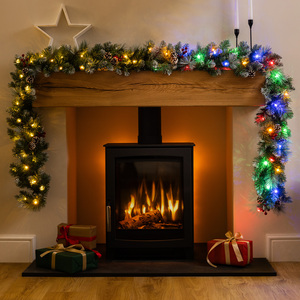 Christow Pre-Lit Frosted Pinecones & Berries Christmas Garland
